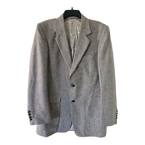 Joe Namath Blazer Men 40L Black White Gray Wool Tweed Lined Vent Classic